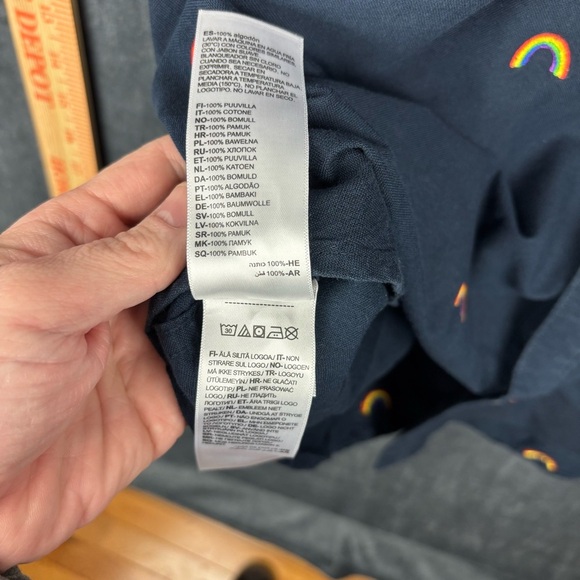 Original Penguin Navy Button Up with Rainbows Men’s Sz XL - Picture 6 of 10